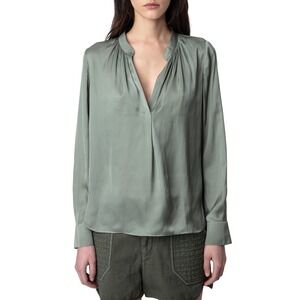 Zadig & Voltaire Sage Green Silk Blouse